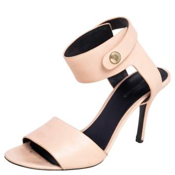 Pre Owned Alexander Wang Beige Leather Button Detail Ankle Cuff Sandals Size 40