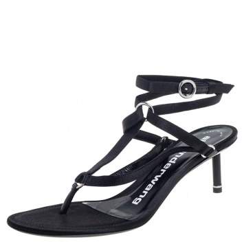 Pre Owned Alexander Wang Black Fabric Harness Strappy Sandals Size 39