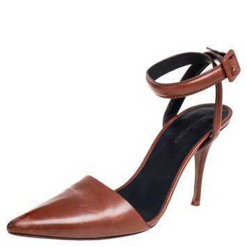 Pre Owned Alexander Wang Brown Leather Lovisa Pointed-Toe Pumps Size 38