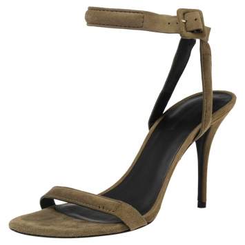 Pre Owned Alexander Wang Olive Green Suede Antonia Ankle-Strap Sandals Size 38