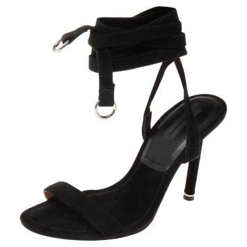 Pre Owned Alexander Wang Black Suede  Ankle Wrap Sandals Size 38