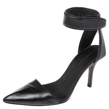 Pre Owned Alexander Wang Black Leather Lovisa Ankle Strap Sandals Size 38.5