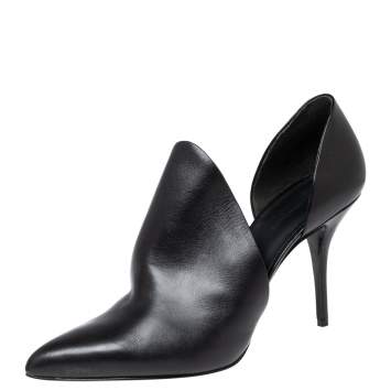 Pre Owned Alexander Wang Black Leather Cutout Pointed Toe Booties Size 41