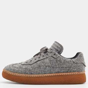 Pre Owned Alexander Wang Grey Wool Eden Low Top Sneakers Size 38