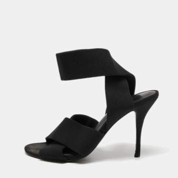 Pre Owned Alexander Wang Black Canvas Ankle Wrap Sandals Size 36