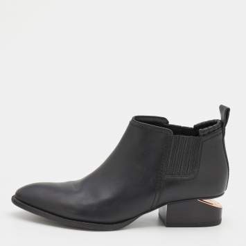 Pre Owned Alexander Wang Black Leather Gabi Ankle Length Boots Size 38