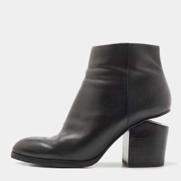 Pre Owned Alexander Wang Black Leather Cut Out Kori Ankle Boots Size 38.5