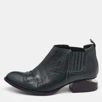 Pre Owned Alexander Wang Green Leather Cut Out Kori Ankle Boots Size 38