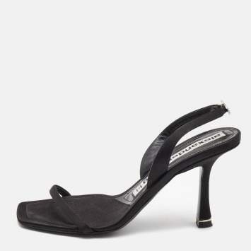 Pre Owned Alexander Wang Black Satin Ivy Slingback Sandals Size 35