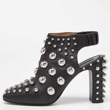 Pre Owned Alexander Wang Black Leather Studded Ellery Booties Size 41
