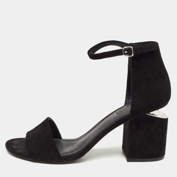 Pre Owned Alexander Wang Black Suede Abby Ankle Strap Sandals Size 40.5