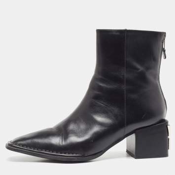 Pre Owned Alexander Wang Black Leather Ankle Boots Size 41
