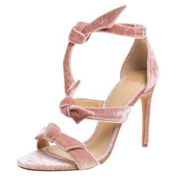 Pre Owned Alexandre Birman Light Pink Velvet Lolita Sandals Size 38