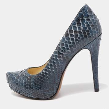 Alexandre Birman Two Tone Python Platform Pumps Size 37