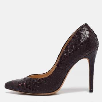 Alexandre Birman Dark Burgundy Python Pointed Toe Pumps Size 40