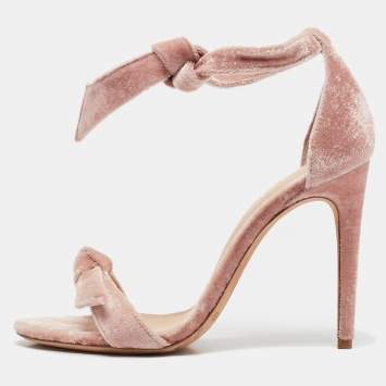 Alexandre Birman Pink Velvet Clarita Ankle Wrap Sandals Size 37