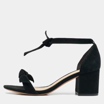 Alexandre Birman Black Suede Clarita Block Heel Sandals Size 37