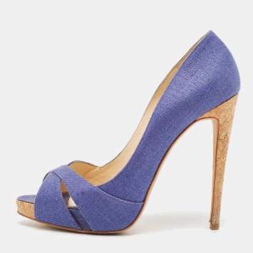 Alexandre Birman Blue Raffia Peep Toe Pumps Size 39.5