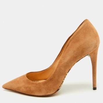 Alexandre Birman Beige Suede Pointed Toe Pumps Size 37.5
