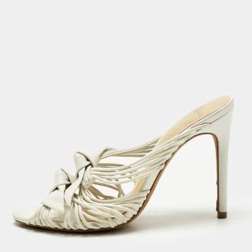 Pre Owned Alexandre Birman White Leather Dallas Strappy Sandals Size 36