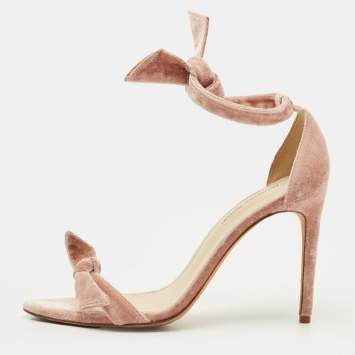 Pre Owned Alexandre Birman Clarita Size 38.5 Pink Velvet Ankle Strap Sandals