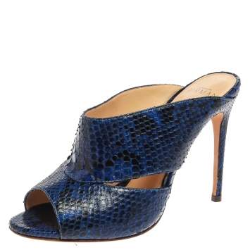 Pre Owned Alexandre Birman Blue Latoya Mules Size 36