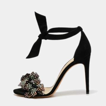 Pre Owned Alexandre Birman Black Suede Embellished Clarita Sandals Size 41