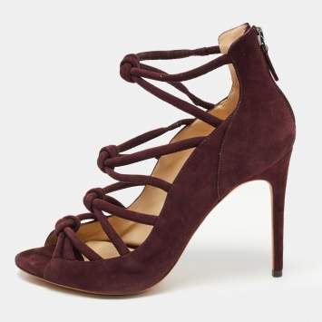 Pre Owned Alexandre Birman Burgundy Suede Lolita Strappy Sandals Size 40