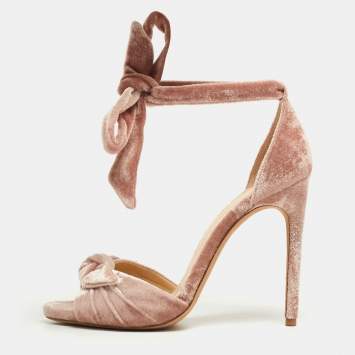 Pre Owned Alexandre Birman Pink Velvet Clarita Sandals Size 37.5