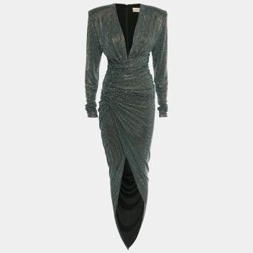Pre Owned Alexandre Vauthier Green Embellished Jersey Maxi Gown M 