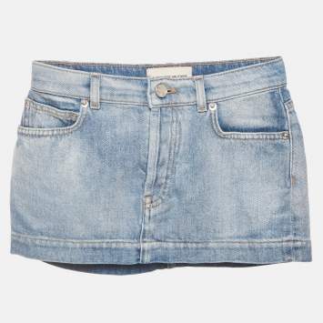 مملوكة مسبقًا تنورة ألكسندر فوثير جينز أزرق قصيرة مقاس صغير / خصر 24 بوصة