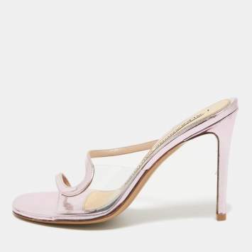 Pre Owned Alexandre Vauthier Metallic Pink Leather Slide Sandals Size 37