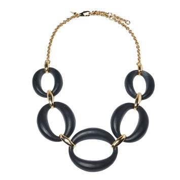 Pre Owned Alexix Bittar Lucite Gold Tone Large Link Necklace