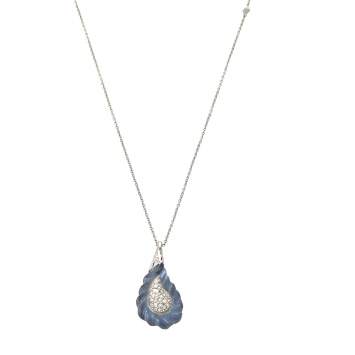 Pre Owned Alexis Bittar Silver Tone Frosted Crystal Encrusted Pendant Necklace 