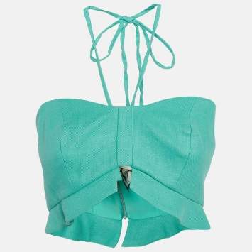 Pre Owned Alexis Green Ramie Halter Top S