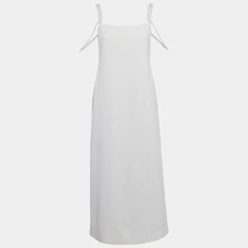 Pre Owned Alexis White Embellished Crepe Sleeveless Shayanne Midi Dress S