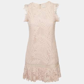 Pre Owned Alexis Light Pink Lace Sleeveless Shift Dress S