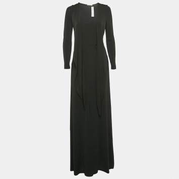 Pre Owned Alice+Olivia Black Jersey Waist Tie-Up Salina Maxi Dress S
