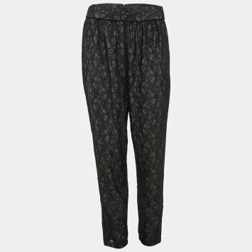 Alice + Olivia Black Floral Lace Trousers L
