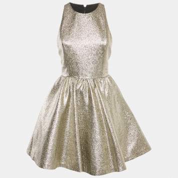Pre Owned Alice + Olivia Metallic Brocade Sleeveless Mini Dress S