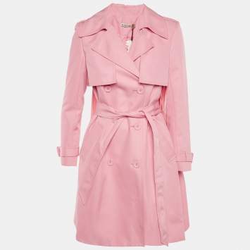 Pre Owned Alice + Olivia Pink Gabardine Belted Double Breasted Coat XS