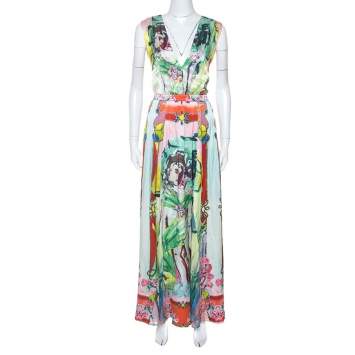 مملوكة مسبقًا Alice + Olivia Multicolor Printed Silk Lola Lady Maxi Dress M