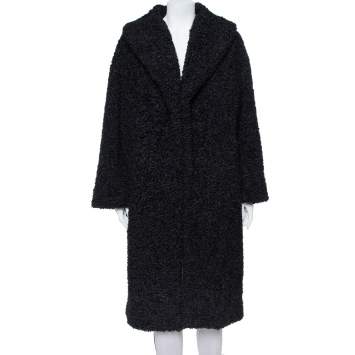 Pre Owned Alice + Olivia Black Boucle Oversized Ora Coat L