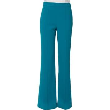 مملوكة مسبقًا Alice + Olivia Teal Green Crepe Flared leg Jalisa Trousers S
