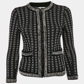 Pre Owned Alice + Olivia Black Georgia Embellished Tweed Jacket XS