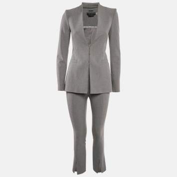 Pre Owned Alice + Olivia Grey Gabardine Pants Suit XS