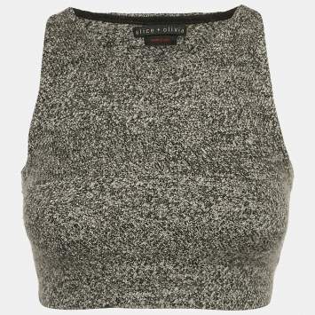 Pre Owned Alice + Olivia Grey Wool Knit Sleeveless Crop Top XS