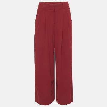 Alice + Olivia Burgundy Chiffon Flared Trousers M