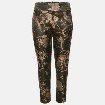 Alice + Olivia Black Floral Jacquard Trousers S