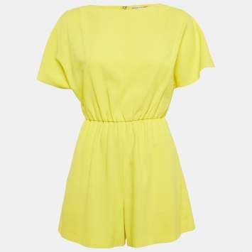Pre Owned Alice + Olivia Yellow Crepe Playsuit S